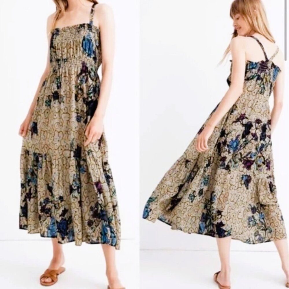 Warm X Madewell Smocked Sunshine Cotton Maxi Dress: Earthy Dots Floral - $450